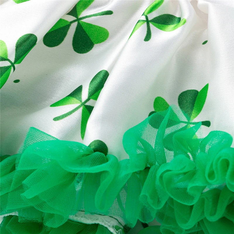 2019 Summer 3 PCS Toddler Baby Girls St. Patrick's Day Headband+Dress Outfits Set Ballet Dress For Girls Short Sleevs V8@ (9)