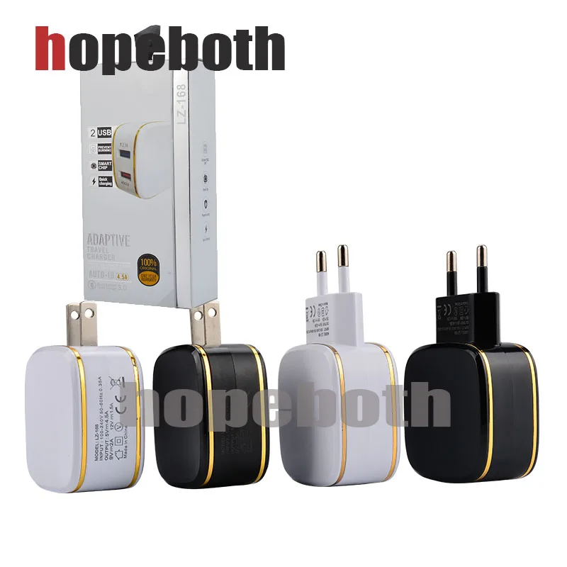 3.0 Quick Fast Charger 2-Ports QC3.0 USB Wall Charger Travel Adapter Support Smart Fast Charger For Samsung Smart Phone With Box