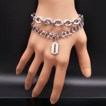 Браслеты и браслеты в стиле панк-рок с лезвием из нержавеющей стали Женский многослойный Серебряный цветной браслет ювелирные изделия pulseira feminina B17752