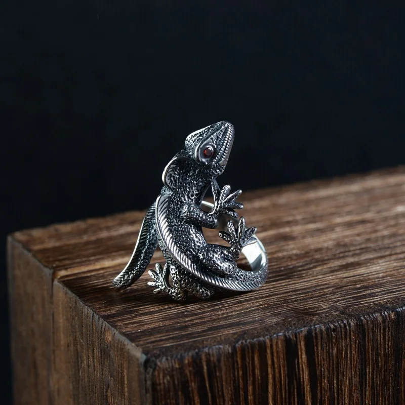 

2019 Women Wedding Anel Feminino S925 Thai Resto Ancient Ways Ring Process Fashion Wholesale Lizard Contracted Male Model