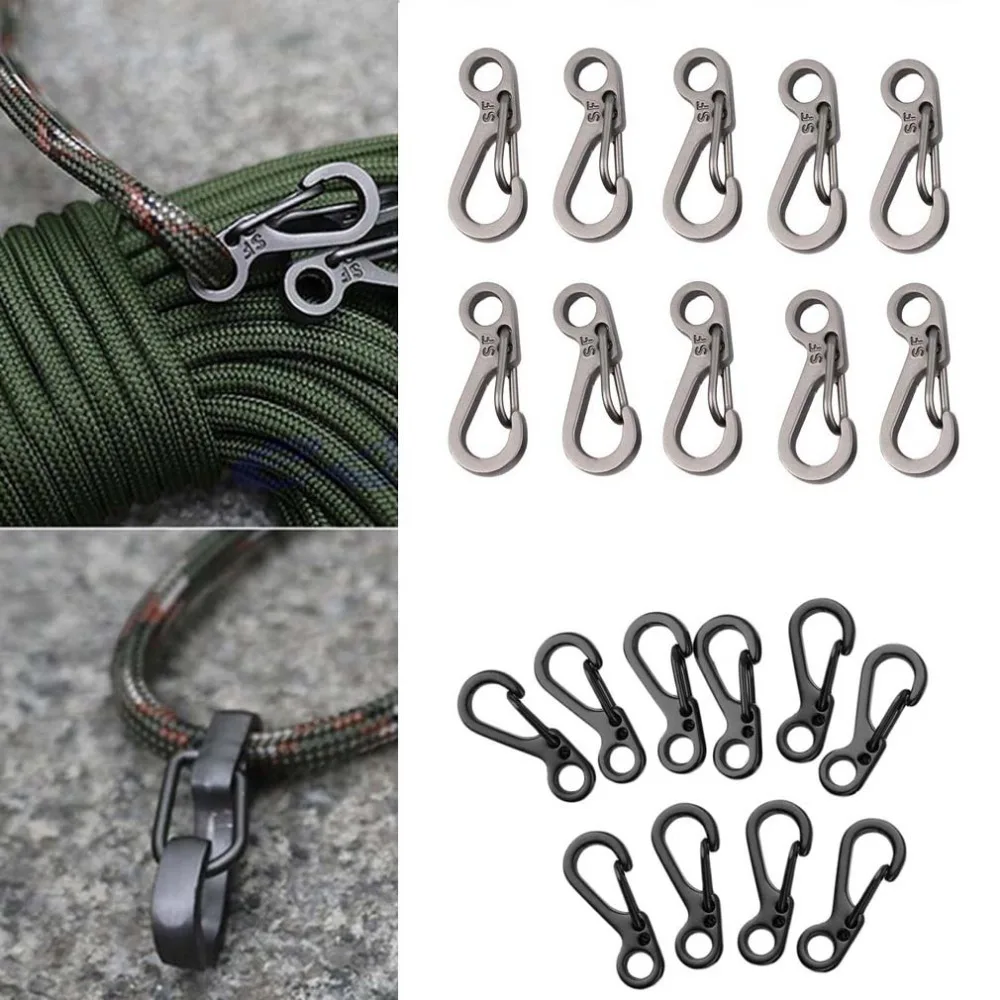 10Pcs/Lot Survival Outdoor Mini Aluminium Hang Buckle Quickdraw Key Chain new arrival   New Style