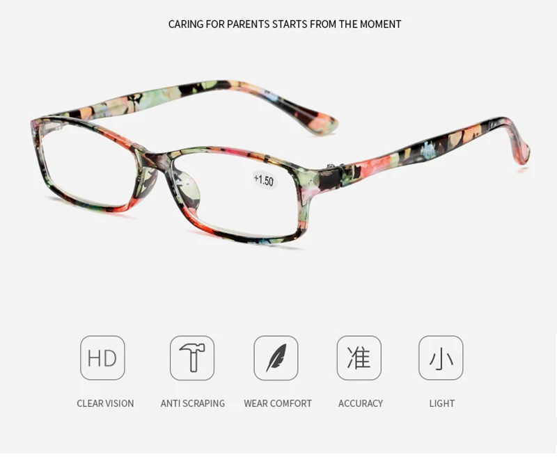 TOEXPLORE ore, модные женские очки для чтения, мужские портативные очки для дальнозоркости, цветочные винтажные Ретро Оптические очки для родителей+ 2,5+ 3