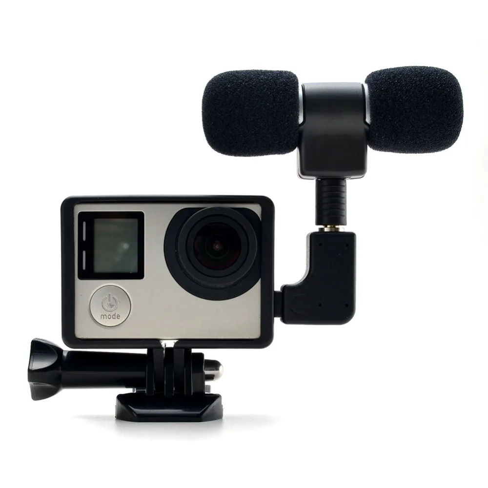 

3.5mm Mini Stereo Microphone For Gopro Hero 4 3 Accessories Protective Frame Case Mount For Go Pro Action Camera No Noise Mic