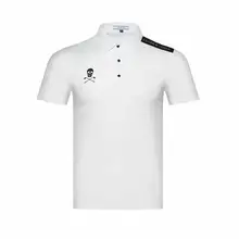 Мужская метка с черепом Lona Тренировка по гольфу футболки быстросохнущие с отложным воротником гольф Спорт Короткие M/L футболки 5 цветов на выбор