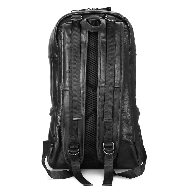 Back Display of Woosir Black Goat Leather Backpack