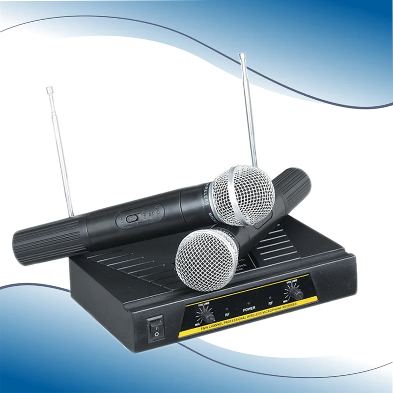 Wireless Handheld Dual Microphone System 2 Microphones and 1 Wireless