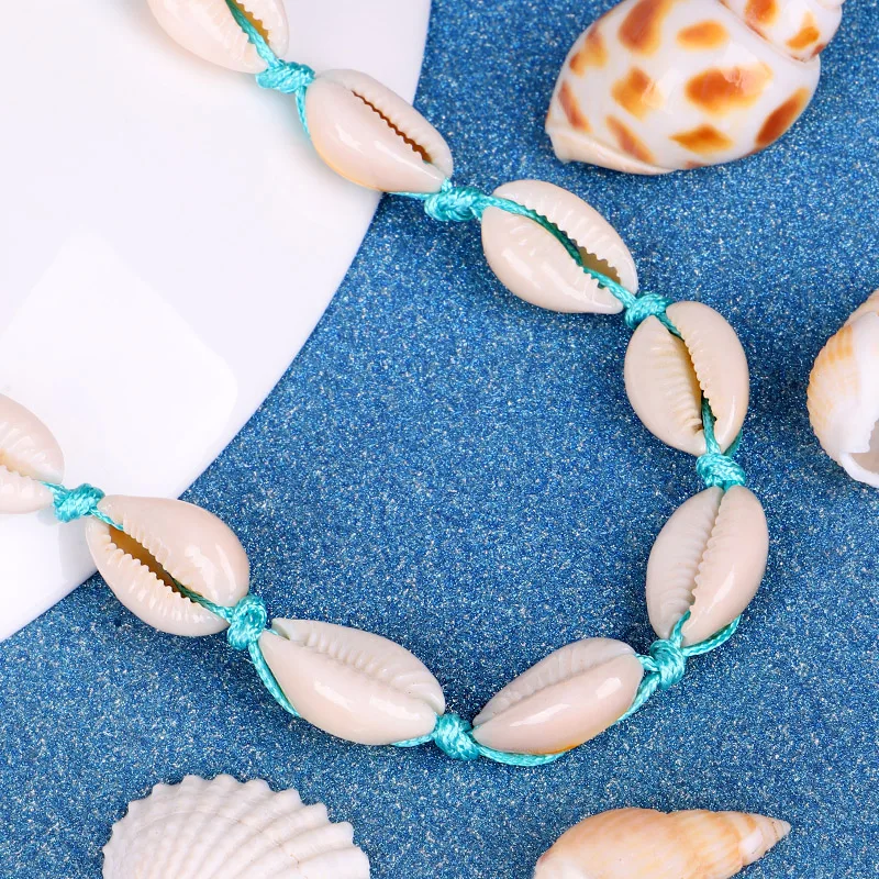 Ожерелье-чокер в виде раковины для женщин, синее ожерелье из ракушек, массивное регулируемое ожерелье в виде раковины пука, Гавайское ювелирное изделие