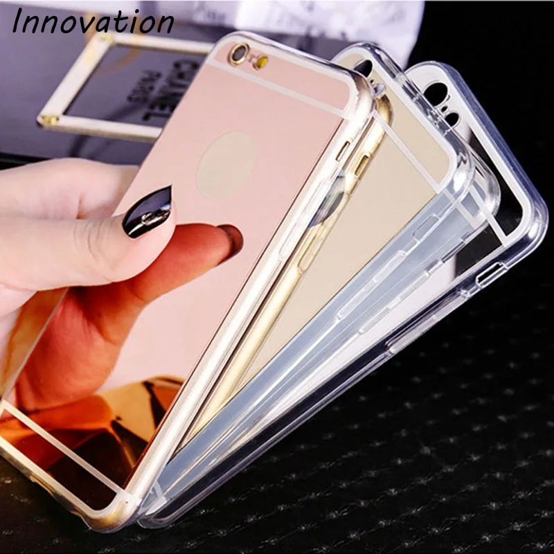 

Innovation Luxury Plating Mirror Soft TPU Silicon Case For iphone 5S 5 SE 6 6S 4.7 6S Plus 5.5" 7 7 Plus 8 Back Cover Phone Bags