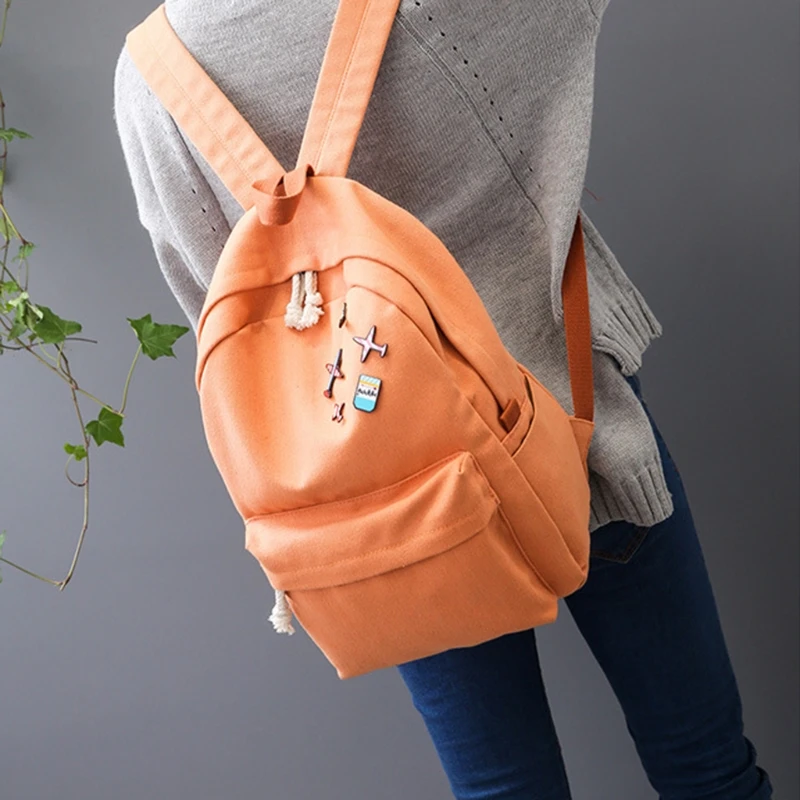New Women Girl Canvas Backpack Canvas Casual Rucksack Travel Shoulder