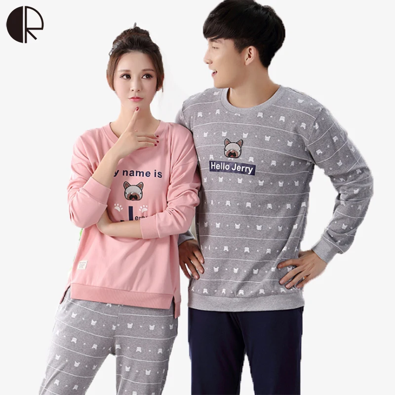 Spring Autumn Fashion Pyjama Femme O Neck Nightwear Female Pajama Sets For Women Men Knitted Cotton Pijamas Suit Couple Lounge In Pajama Sets From Women S Clothing Accessories