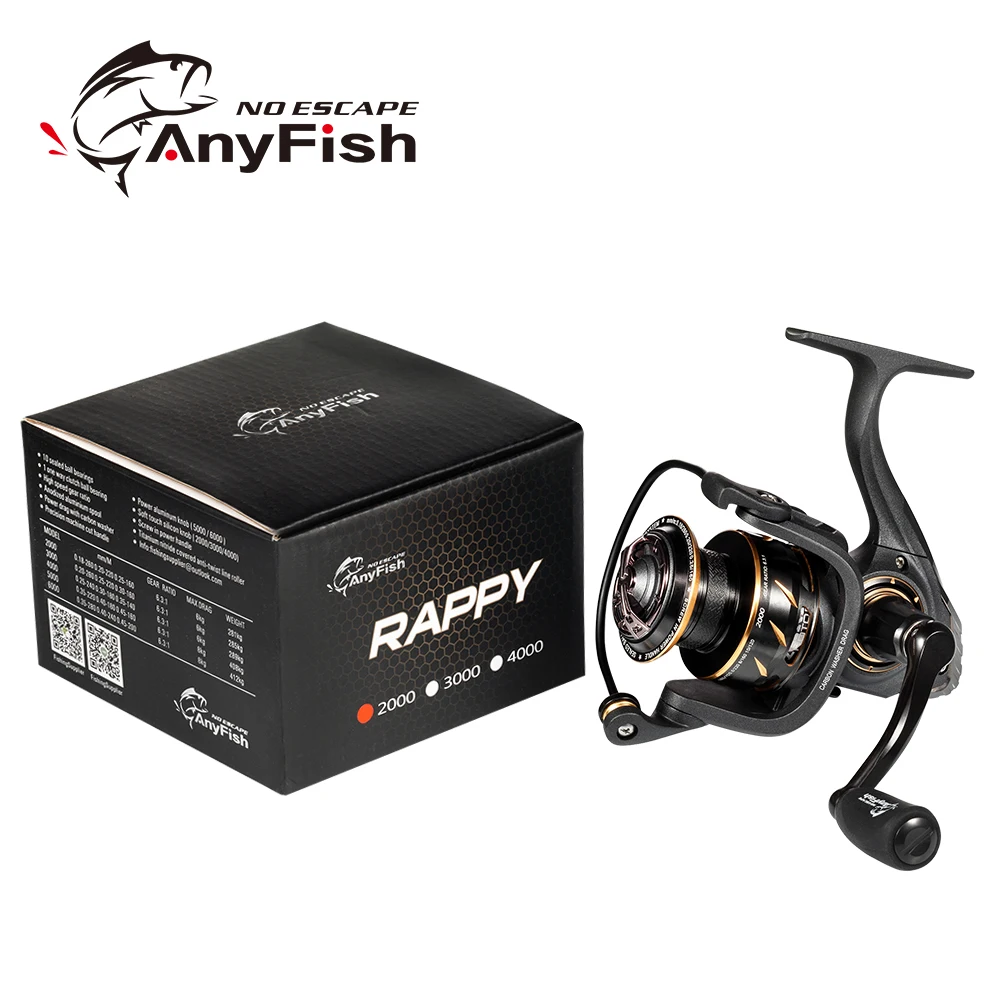 Спиннинговая Рыболовная катушка Anyfish модель 2000/3000/4000/5000/6000 10 + 1 шарикоподшипник