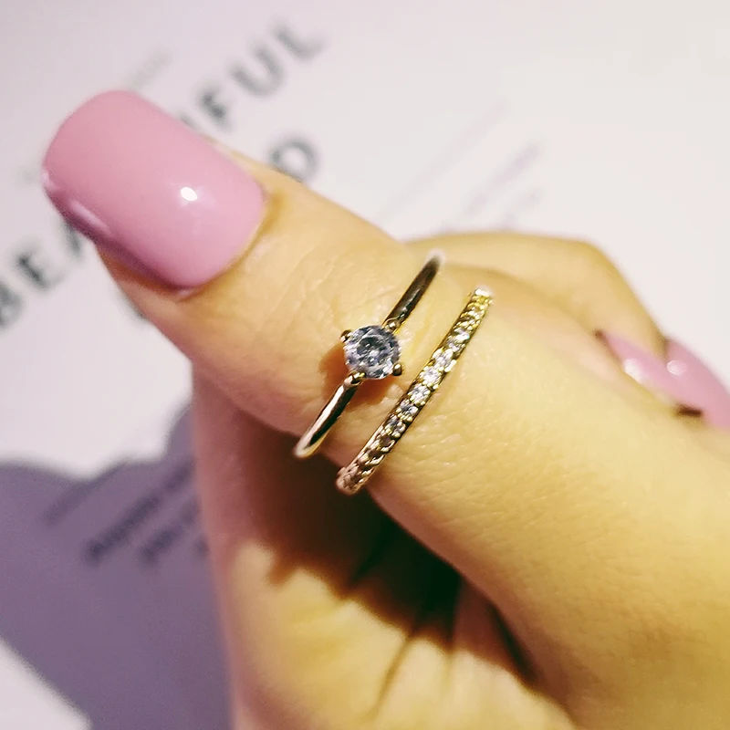 

silver/gold color AAA cubic zircon adjustable open fashion promise rings for women love party female anel finger jewelry R4679