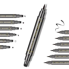 Водонепроницаемый размазанные глаза сделать комплект двуглавый татуировки штамп Черный подводка для глаз с жидкой подводка для глаз инструмент сердце/звезда/луна