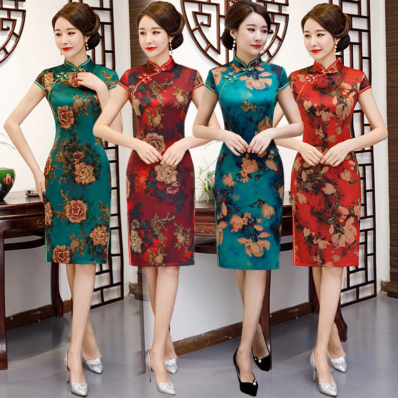 Весенне-летнее винтажное платье без рукавов с пряжкой Cheongsam для мамы платье в традиционном китайском стиле Qipao платья 3XL