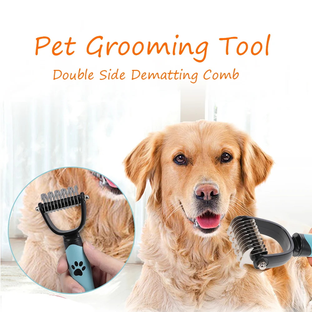 

Pet Grooming Tool Double Side Dematting Comb Dog Hair Remover Cat Brush Detachable Clipper Attachment Pet Trimmer Combs