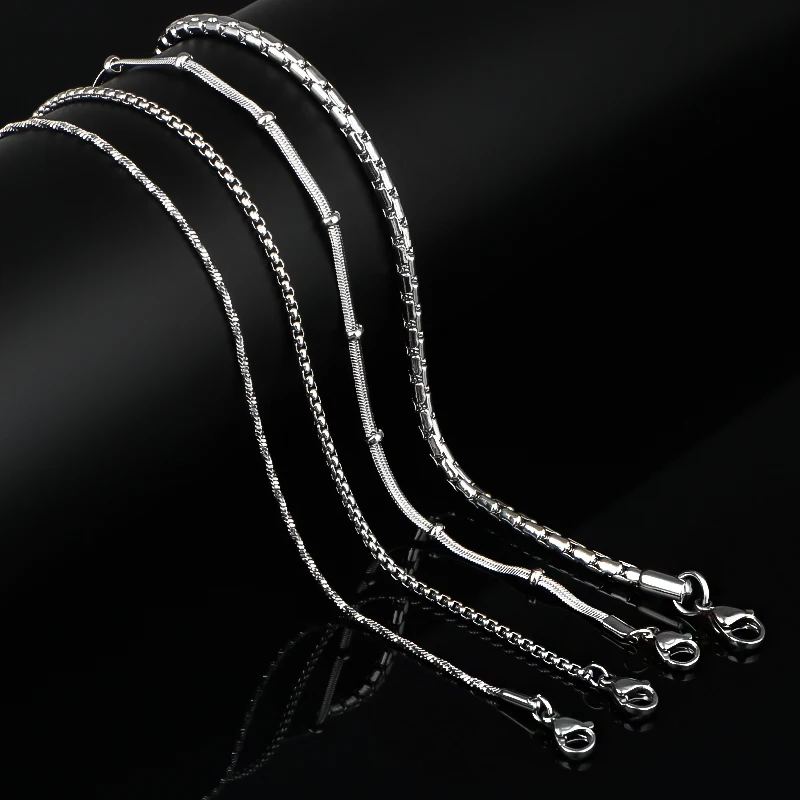CHUKUI Mens Necklace Silver Chain Stainless Steel Round Box Link Wholesale Jewelry Gift 3mm 20 Inch  (18)