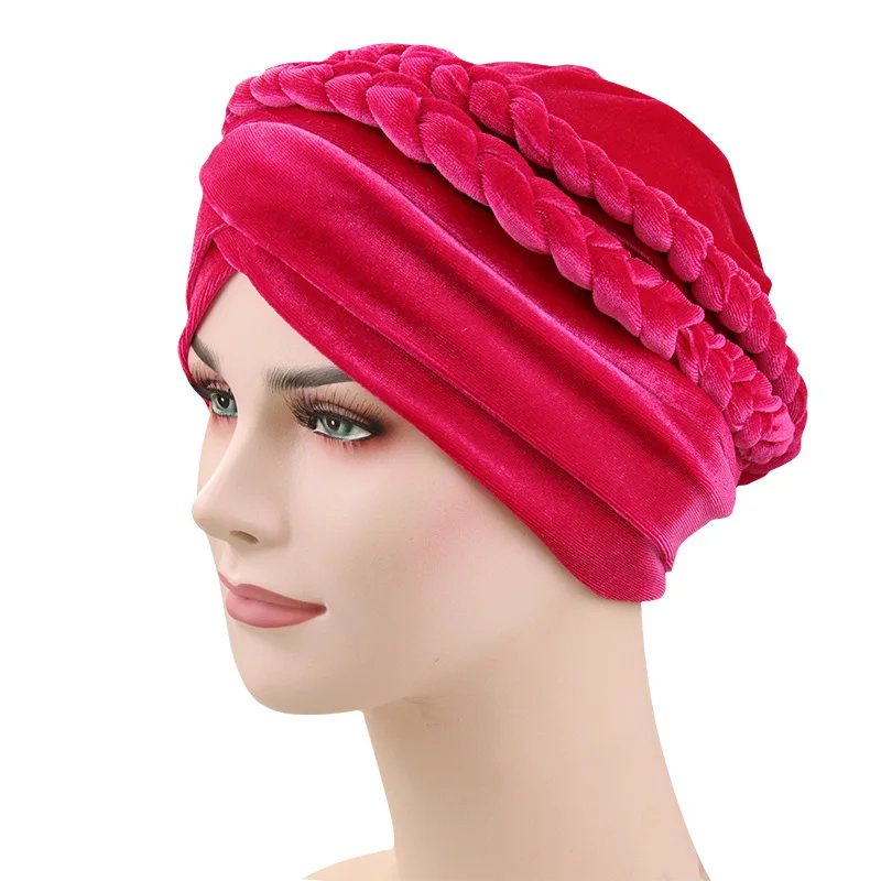 Мусульманская женская длинная коса конопляная бархатная тюрбан шляпа банаданская раковая шапочка при химиотерапии Кепка хиджаб головной убор аксессуары для волос