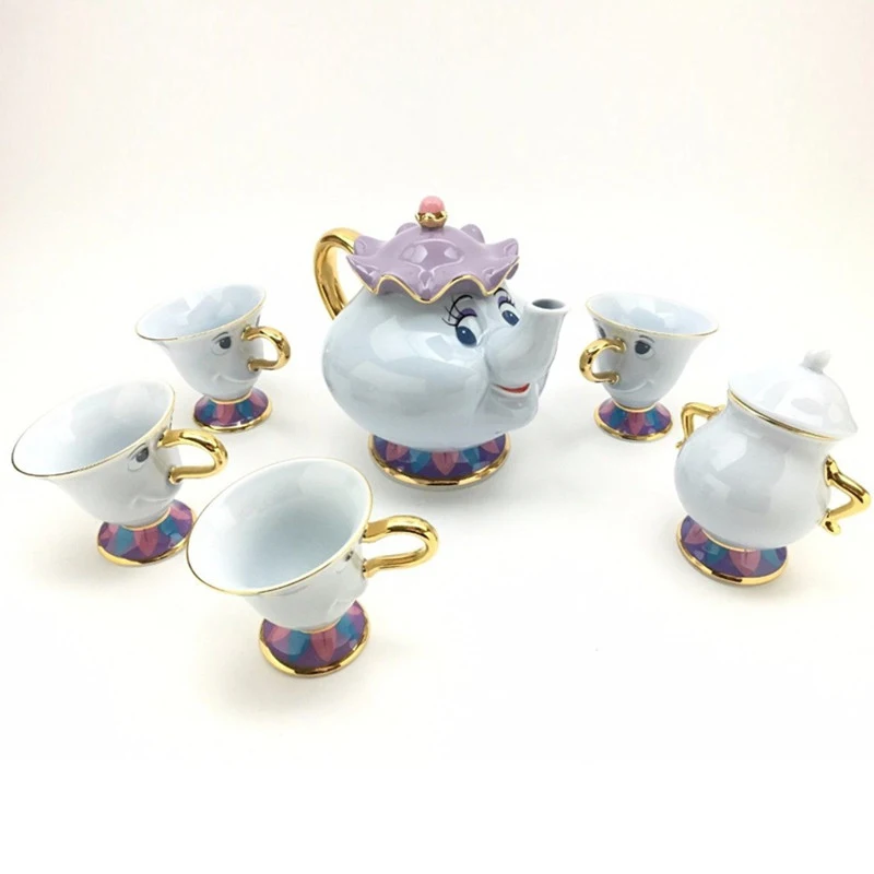 Лидер продаж, чайный набор «Красавица и Чудовище», чайный горшок, чашка Mrs Potts Chip Bela E A Fera, кружка, чайник, молочный кофе, креативный Рождественский подарок