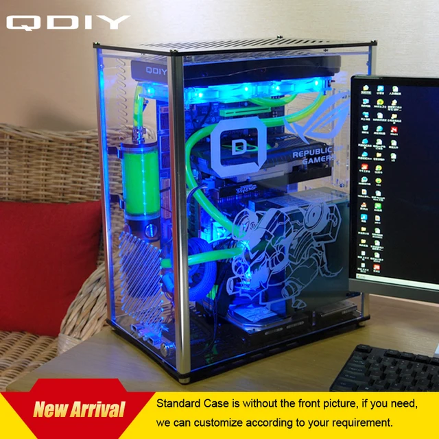 QDIY PC A009 ATX Transparent Computer Case PC Case Water