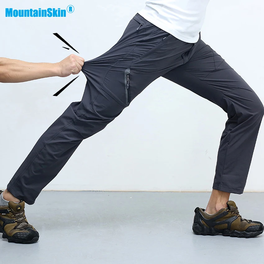 Mountainskin 8XL الرجال الصيف سريعة الجافة سوفتشيل السراويل في الهواء الطلق مرونة التخييم التنزه الإرتحال الصيد تسلق السراويل MA138