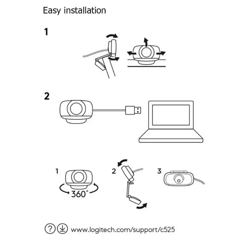 Logitech C525 веб-камера с высокой четкостью Портативный 360 Вращающийся 720p видео вызов Автофокус веб-Камера