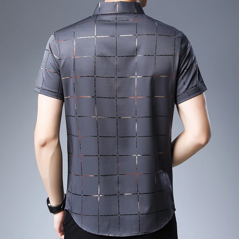 Kopen 2019 merk casual zomer luxe plaid korte mouw slim fit heren shirt streetwear sociale jurk shirts heren fashions jersey 51512