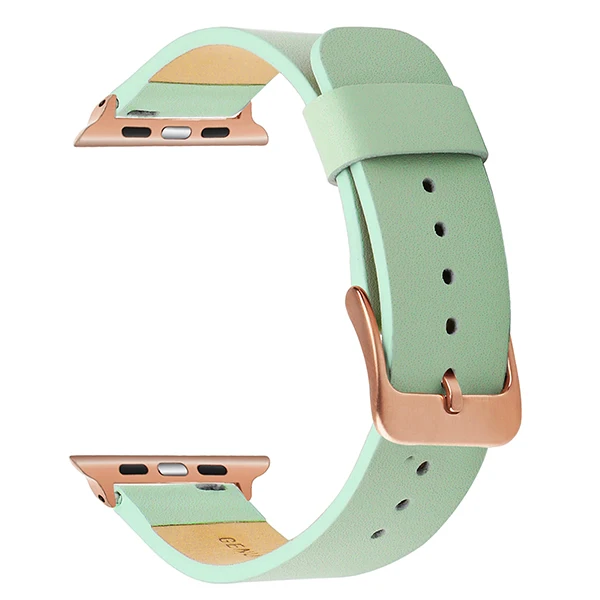 Итальянская натуральная кожа ремешок для часов iWatch Apple Watch Series 5 4 3 2 1 40 мм 42 мм 38 мм ремешок из нержавеющей стали ремень с пряжкой - Цвет ремешка: Mint RG