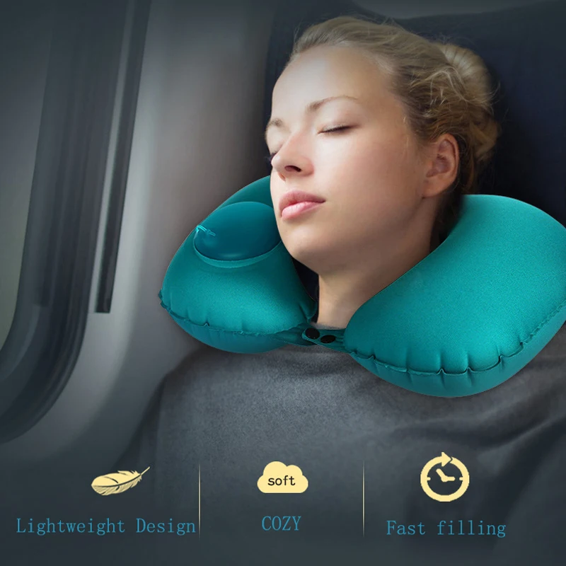 Портативная u-образная дорожная надувная подушка Автомобильная голова надувная подушка для отдыха для путешествий офисная ворсовая голова надувная подушка для отдыха подушка для шеи