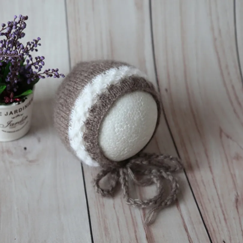 Beige Neutral Baby Hat Photo Prop Knitted Mohair Sleepy Bonnet Newborn Sleeping Beanie Newborn Boy Girl Night Cap Beige Neutral Baby Hat Photo Prop Knitted Mohair Sleepy Bonnet Newborn Sleeping Beanie Newborn Boy Girl Night Cap