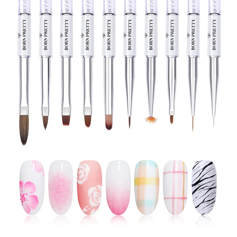  BORN PRETTY Nail Painting Brush Liner UV Gel Brush Acrylic Nail Art Drawing Pen for Stripling Blend