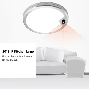 

LED Under Cabinet Lighting Aluminum Kitchen Light Counter with hand wave Sensor switch IR Lamps Round Puck Lights Shelf