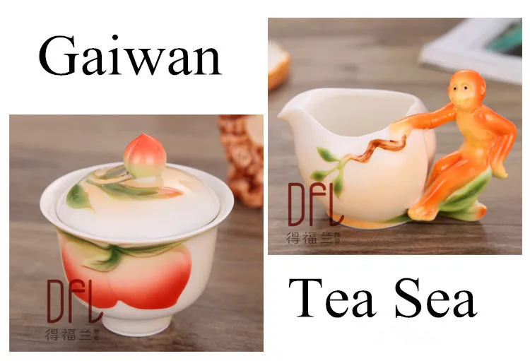 9 шт. автоматический эмалированный чайный набор Gaiwan Pot Cup Китайский кунг-фу Drinkware креативный 3D Обезьяна Золотая рыбка Дельфин чайный набор