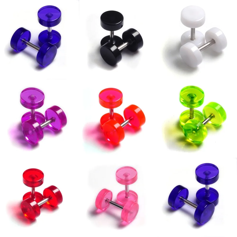 

1 Pair High Quality Multi Color Transparent Plastic Stud Earrings For Women Men Fashion Jewelry Piercing