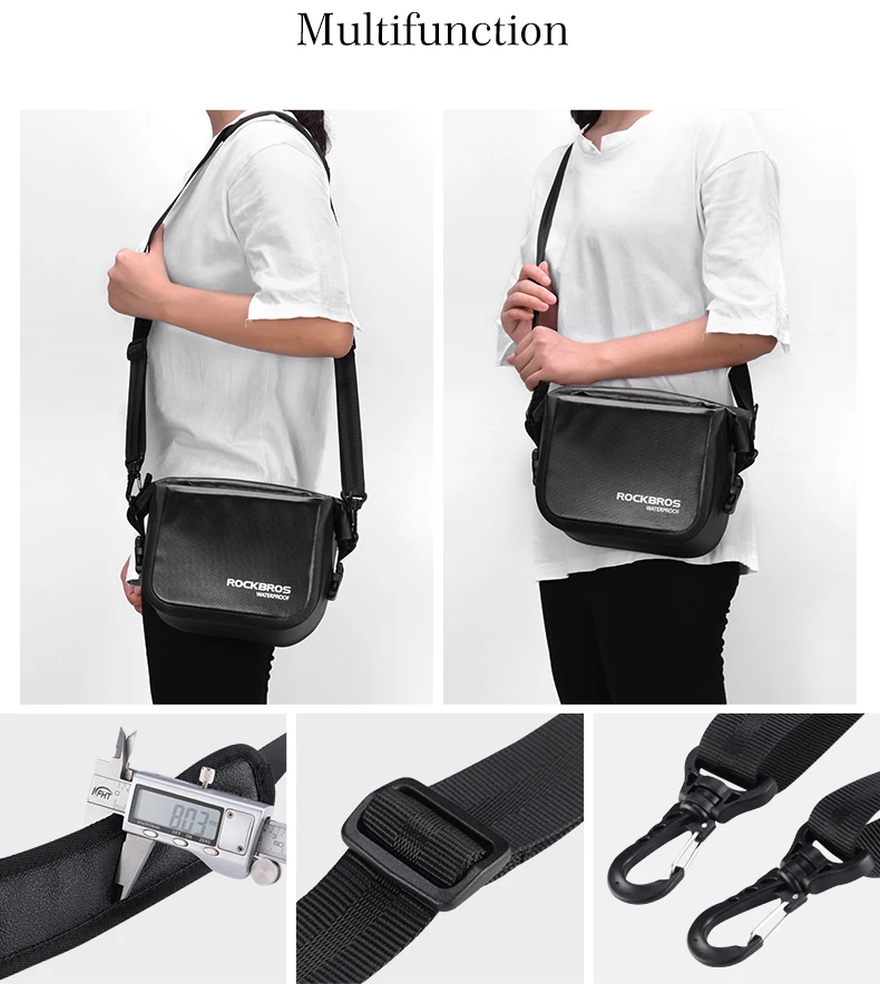 Top ROCKBROS Mtb Bike Front Bag 4L Waterproof Handlebar Bag Bicycle Frame Bag Front Tube Pocket Shoulder Pack bmx Bike Accessories 14