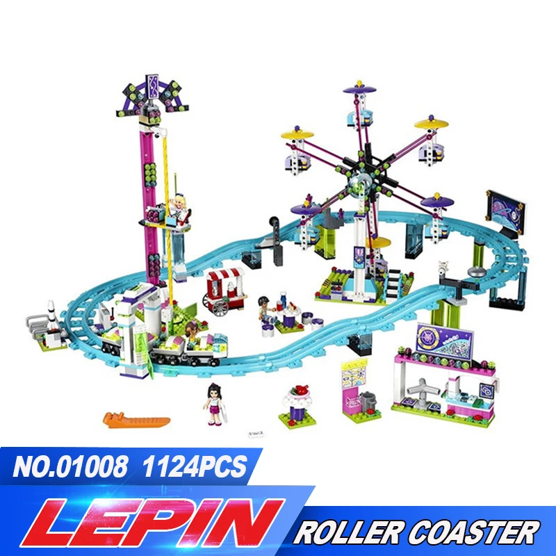 New Lepin 01008 1124Pcs Amusement Park Roller Coaster Building Block figures Blocks Bricks Toys friends for girl 41130 legoed New Lepin 01008 1124Pcs Amusement Park Roller Coaster Building Block figures Blocks Bricks Toys friends for girl 41130 legoed