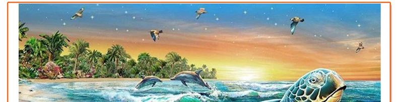 hobby crystals textile knitting cross stitch ocean turtle family full 5d diamond painting Children's room decoration painting3333_04