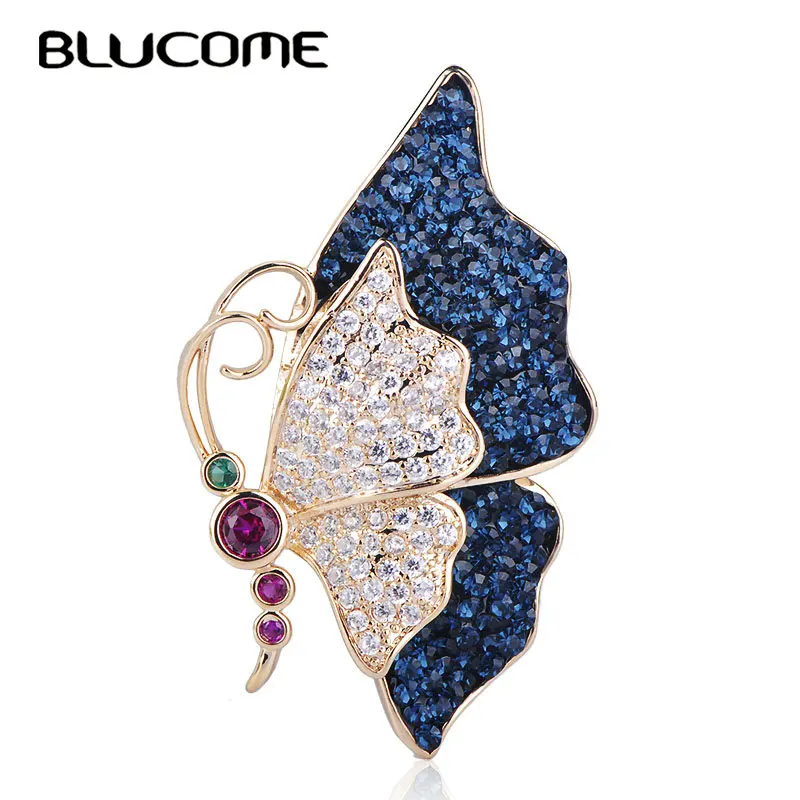 

Blucome Vivid Insect Butterfly Shape Copper Brooch Colorful Zircon Corsage Pins Jewelry Women Dress Wedding Banquet Accessories