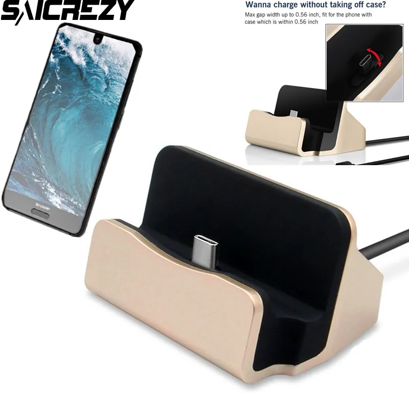 

Desktop Data Sync Type-C Dock Station Charger For Sharp S2 X1 A1 Aquos S3 Mini Xx USB-C Charging Adapter Free USB Cable