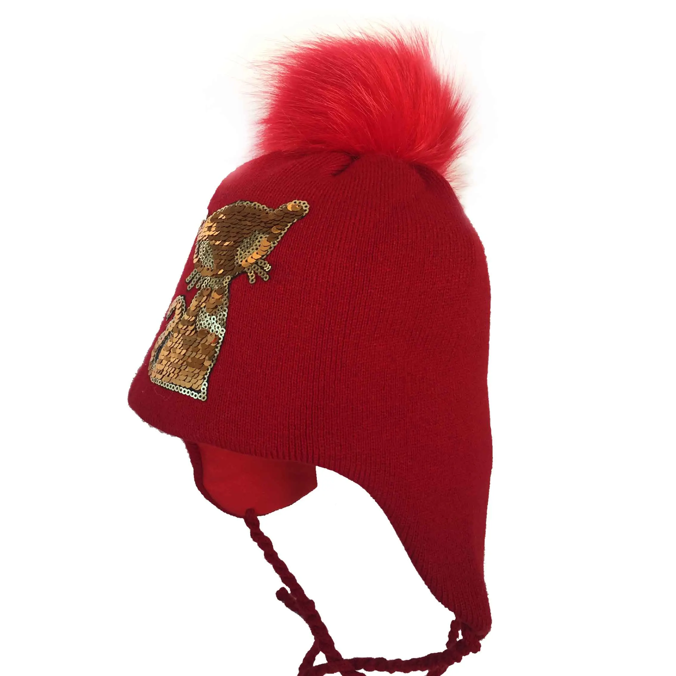 MTTZSYLHH2018 детская зимняя вязаная шапка для девочек Фирменная Новинка плотная зимняя теплая шапка материал легкий мультяшный узор - Цвет: Красный