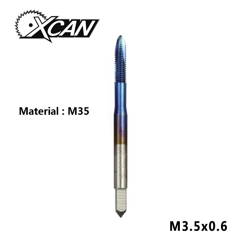 XCAN 1 шт. M2/M2.5/M3/M3.5/M4/M5/M6 титановое покрытие ручной кран HSS Метрическая прямая флейта резьбовой кран - Цвет: HSSM35-M3.5x0.6