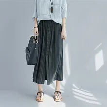 Faldas Mujer настоящая Saia длинная юбка-пачка Новая женская юбка летняя большая свободная Пряжка эластичная резинка на талии однотонная плиссированная