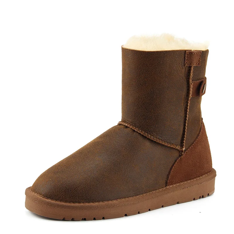 

Casual shock absorption warm wear-resistant non-slip ladies snow boots with wool sheepskin cracks crack winter boots women shoes