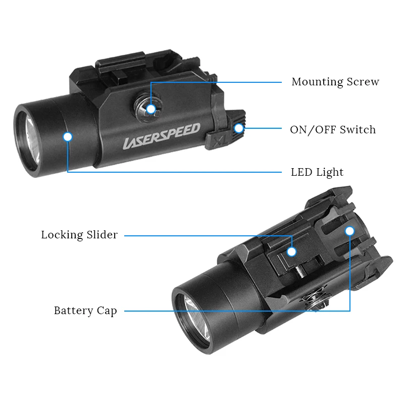 Laserspeed F1 High Lumen 450 люмен Тактический свет компактный 20 мм светодиодный мини страйкбол пистолет с фонариком