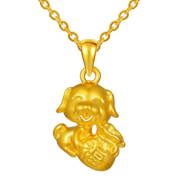 

Pure 3D 999 24K Yellow Gold Zodiac Dog Fu Bag Pendant 2.17g