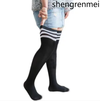 

Shengrenmei 2019 Fashion Thigh Highs Stocking Plus Size Over Knee For Girl Lady Warm Meias Stripe Women's Long Stockings