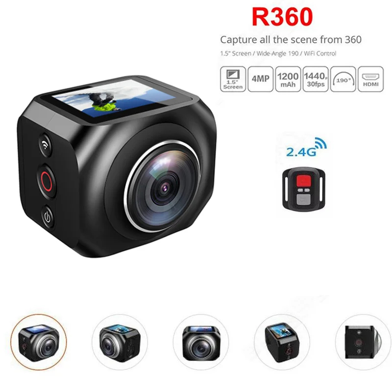 Action camera R360 WiFi Remote Control video 190 degree ultra wide viewing lens 1.5'' TFT display hero style sport camera