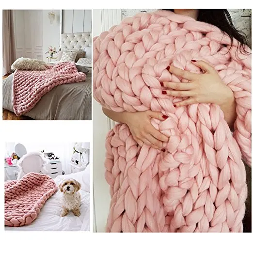 

Soft Thick Line Giant Yarn Knitted Blanket Hand Weaving Photography Props Blankets CrochetLlinen Soft Knitting Blankets