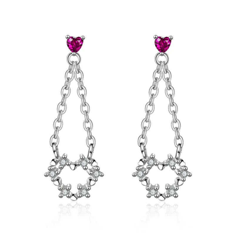 

Zircon earring, S925 silver needle, love tassel earrings,female, fashion jewelry wholesale