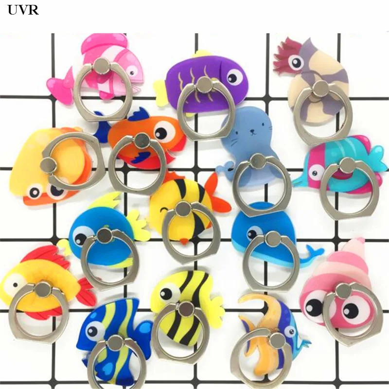 

UVR 360 Degree Fish Conch Finger Ring Smartphone Stand Holder Mobile Phone Holder Stand For iPhone Acrylic All Smart Phone