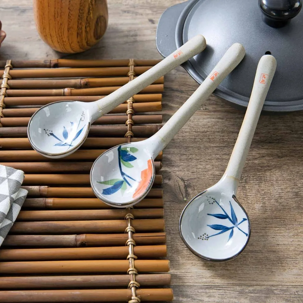 Японский стиль Zephyr суп ложка керамика длинная ручка маленький ложка креативные столовые приборы детская ложка Kid ложка для перемешивания